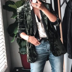 Frame Green Velvet Classic Blazer